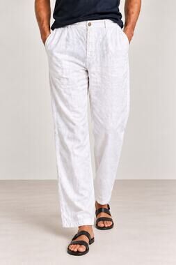 Caribbean Pants Mens 44x30 White Linen Straight Coastal Resort Beach Wedding